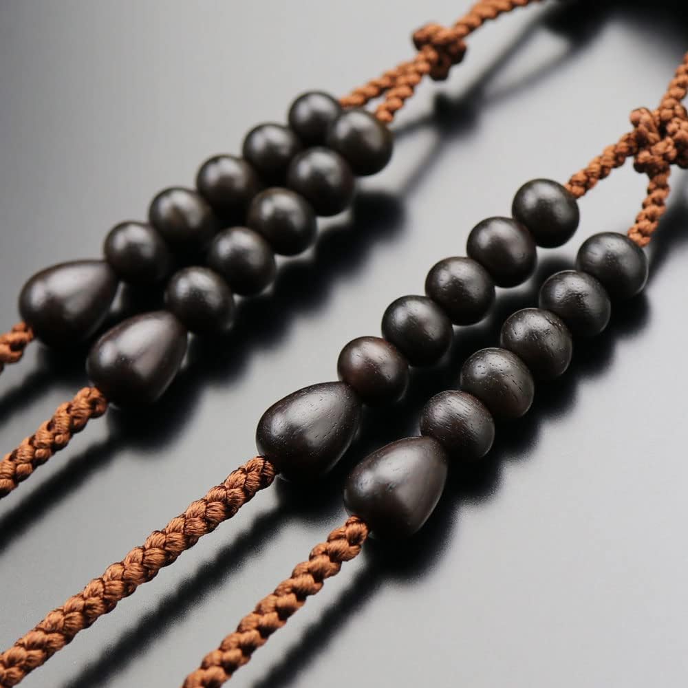 ≪Special Price≫ Nenju.com Shingon Buddhist Prayer Beads for Men, Shakuni Striped Ebony (Matte), Sanskrit Tenbo (Dark Brown) [Authentic Prayer Beads, Kyoto Prayer Beads, Kyoto 108 Beads, 2 Shaka, 2 Strands, Sorted, Wooden, Funeral, Funeral, Memorial Servi