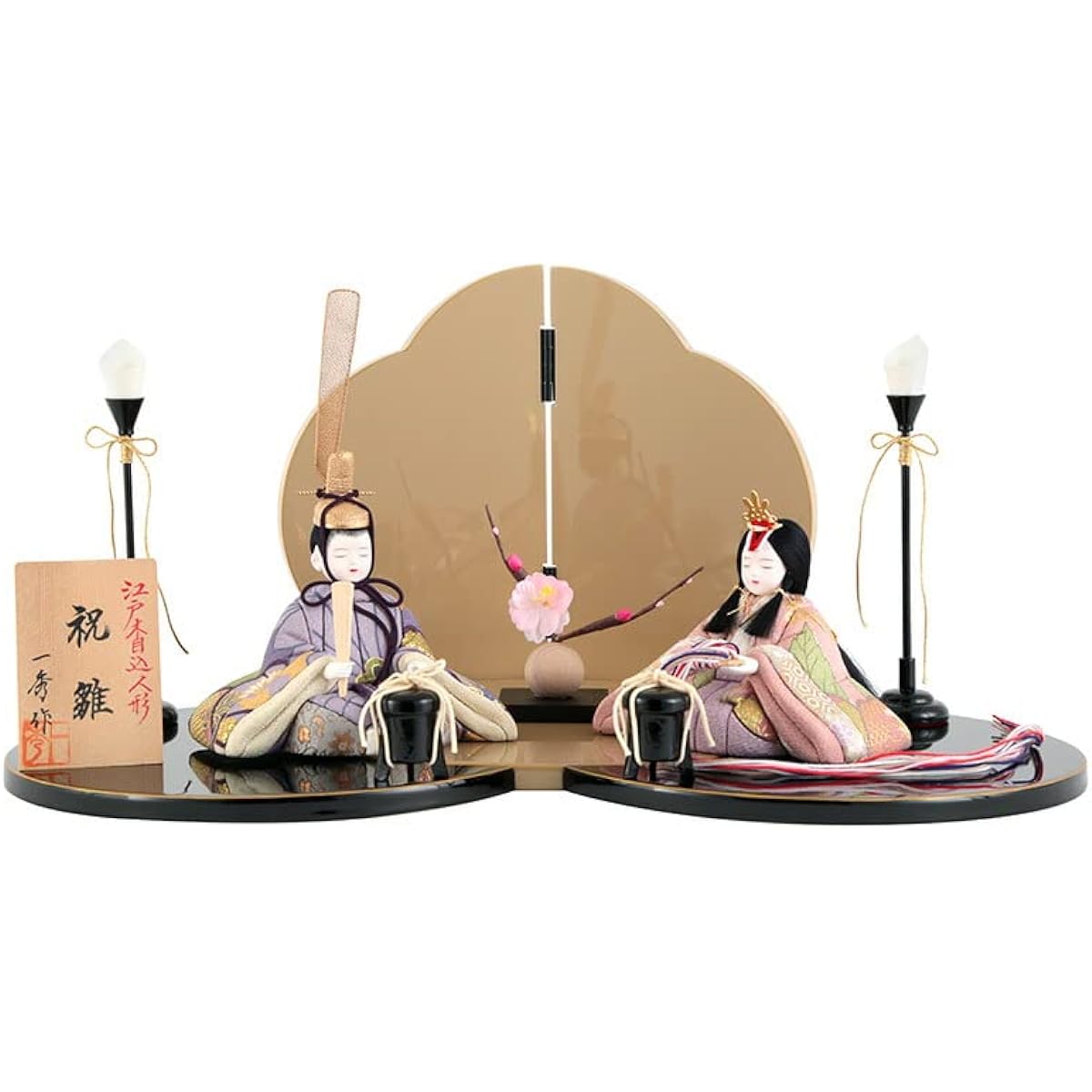 Hina Dolls by Isshu, Hina Dolls, Wooden Doll Decorations, Flat Decorations, Prince and Princess Decorations, Made by Isshu Kimura, Celebration Dolls, No. 2, h063-ig-010