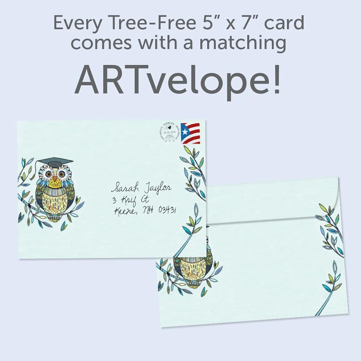 Tree-Free Greetings Graduation Greeting Card Eco-Friendly Made in the USA 100% Recycled Paper 5"x7" Graduation Owl (GO64308)