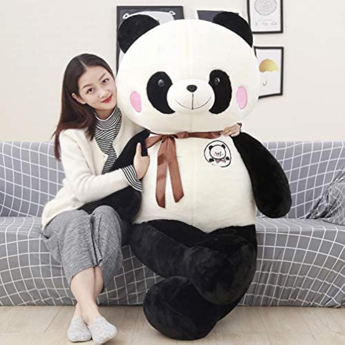 Panda stuffed animal, body pillow, cute panda, cushion, soothing, fluffy, sleeping together, ornament, store decoration, children, girlfriend, boyfriend, birthday present