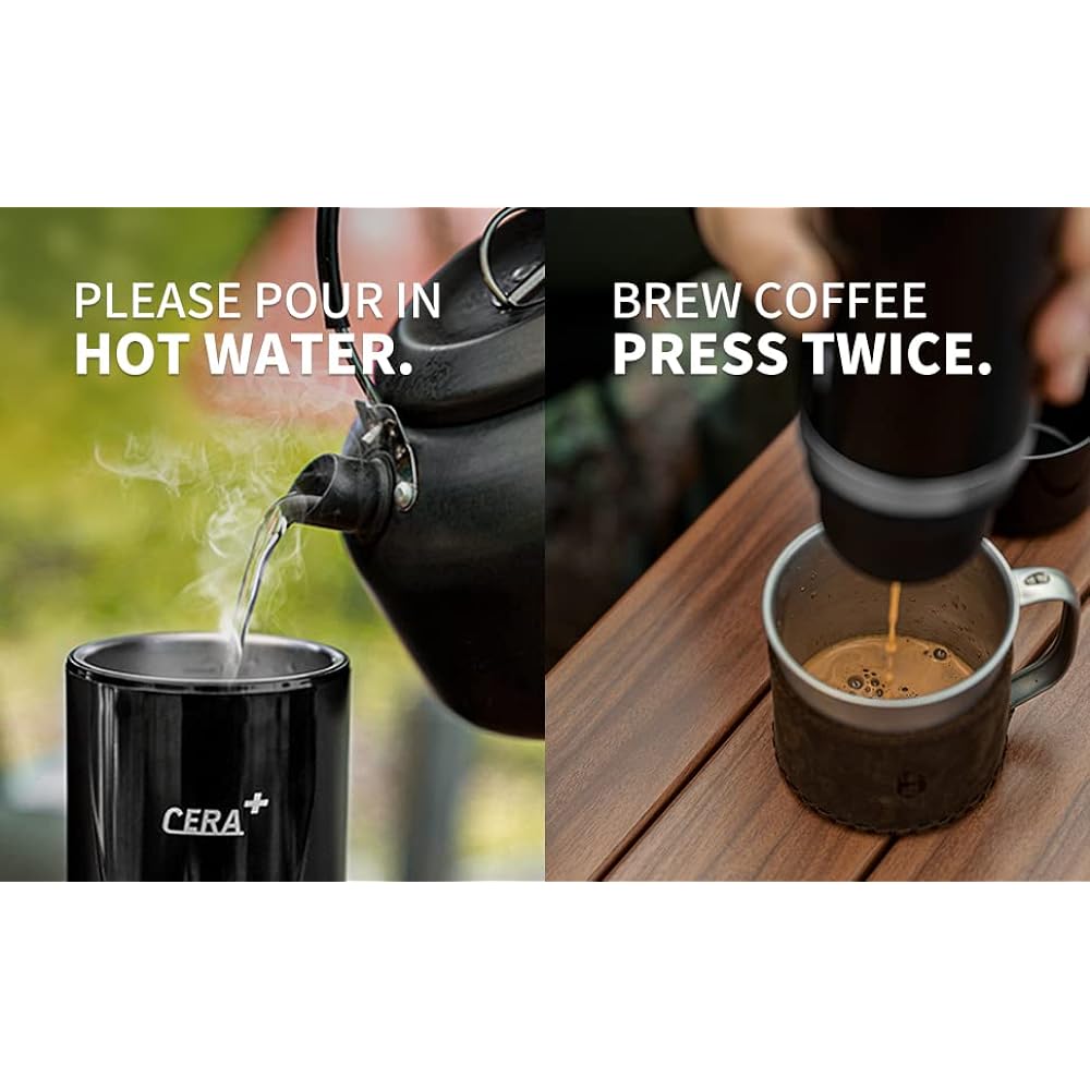 CERA+ Portable Espresso Maker Non-Heating Version Electric Coffee Machine Compatible Ground Coffee NS Pod Office Travel Camping Espresso Machine Charging Rechargeable Coffee Maker, PCM01 (Black)