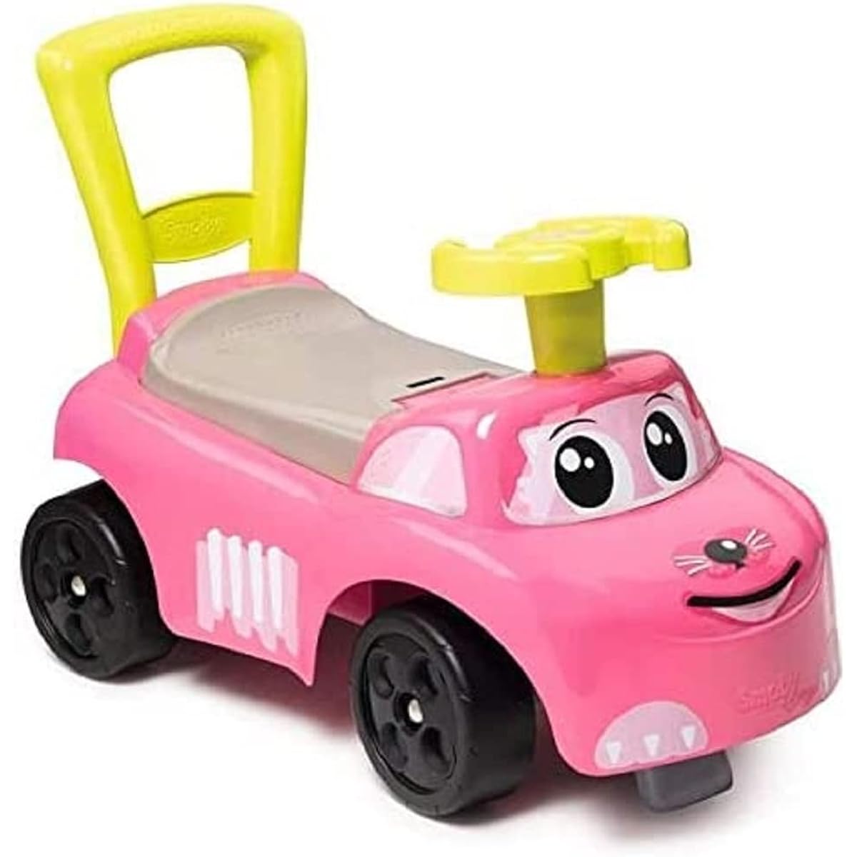 Smoby 2-in-1 Car and Baby Walker Ride Safety, Sturdy Design, Ages 10 Months and Up, Pink