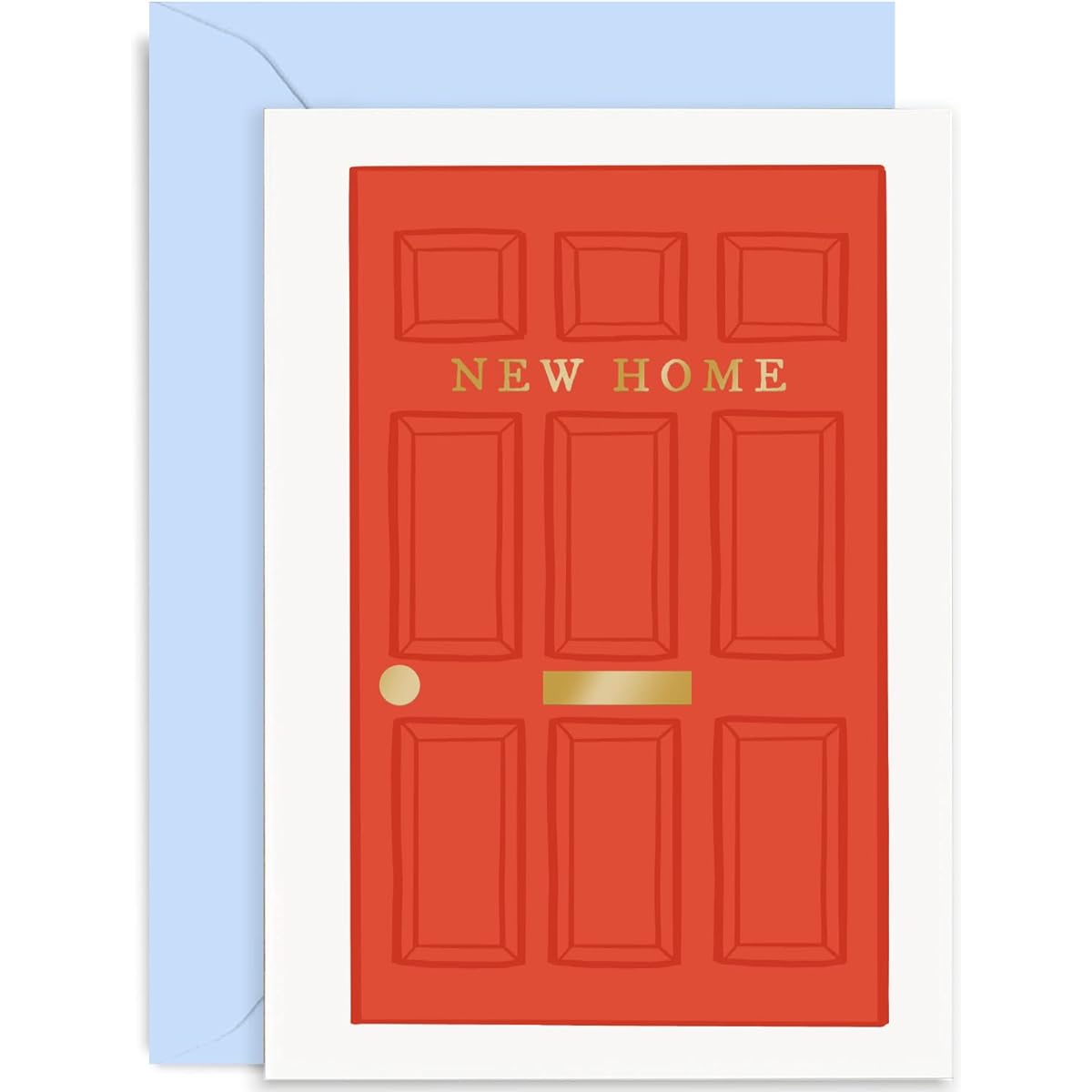 Old English Co. New Home Card for Couples - Housewarming Card with Red Front Door and Gold Foil Details - Congratulations on Your New Pad, Apartment, Flat, House | Envelope Included, Blank Inside