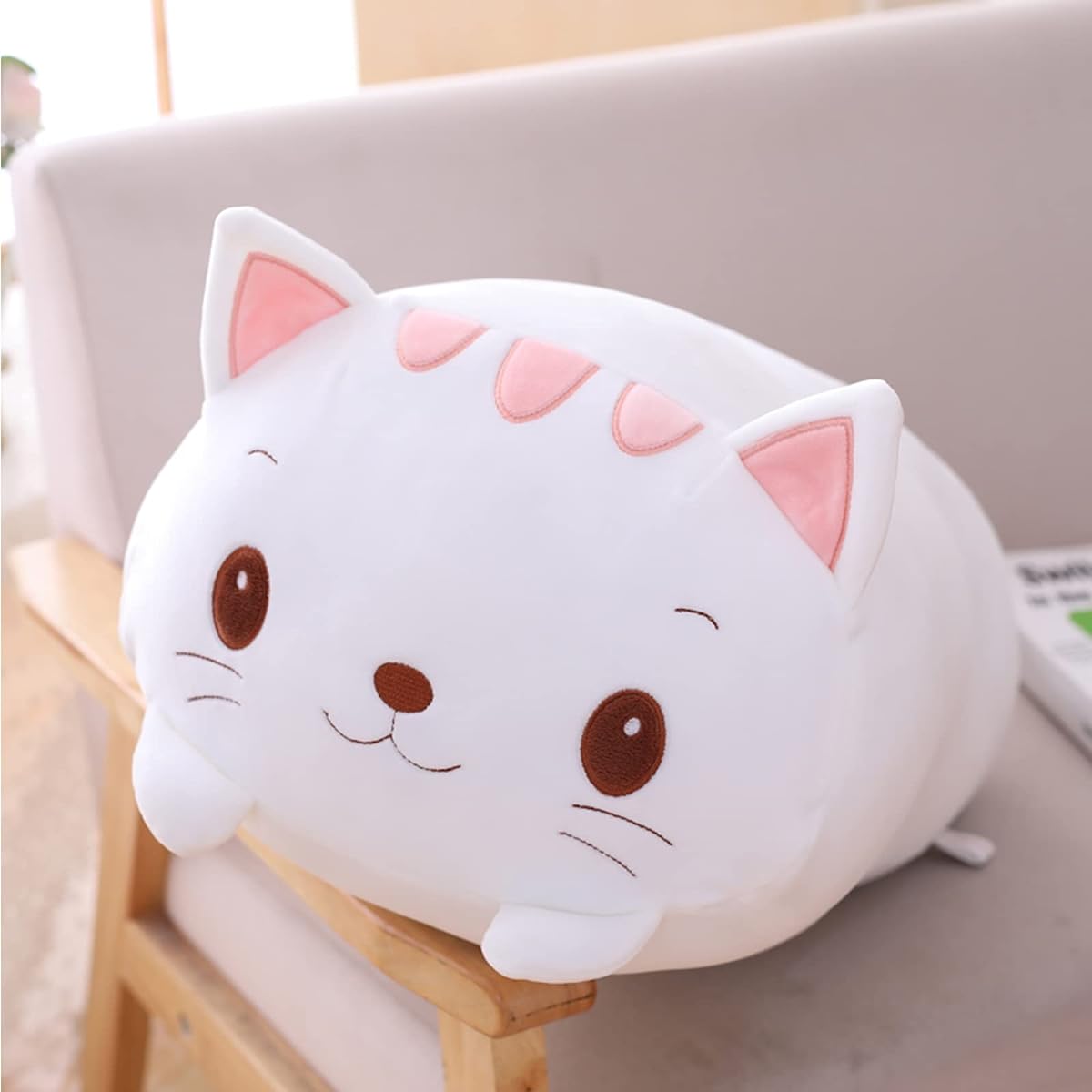 Tuscyvk 23.6 Inch Cat Plush Toy 3D Cute Cat Stuffed Animal Pillow Cute Cylindrical Hugging Pillow, Soft Plush Pillow Stuffed Animal Toy Gift for Kids Birthday, Christmas, Thanksgiving