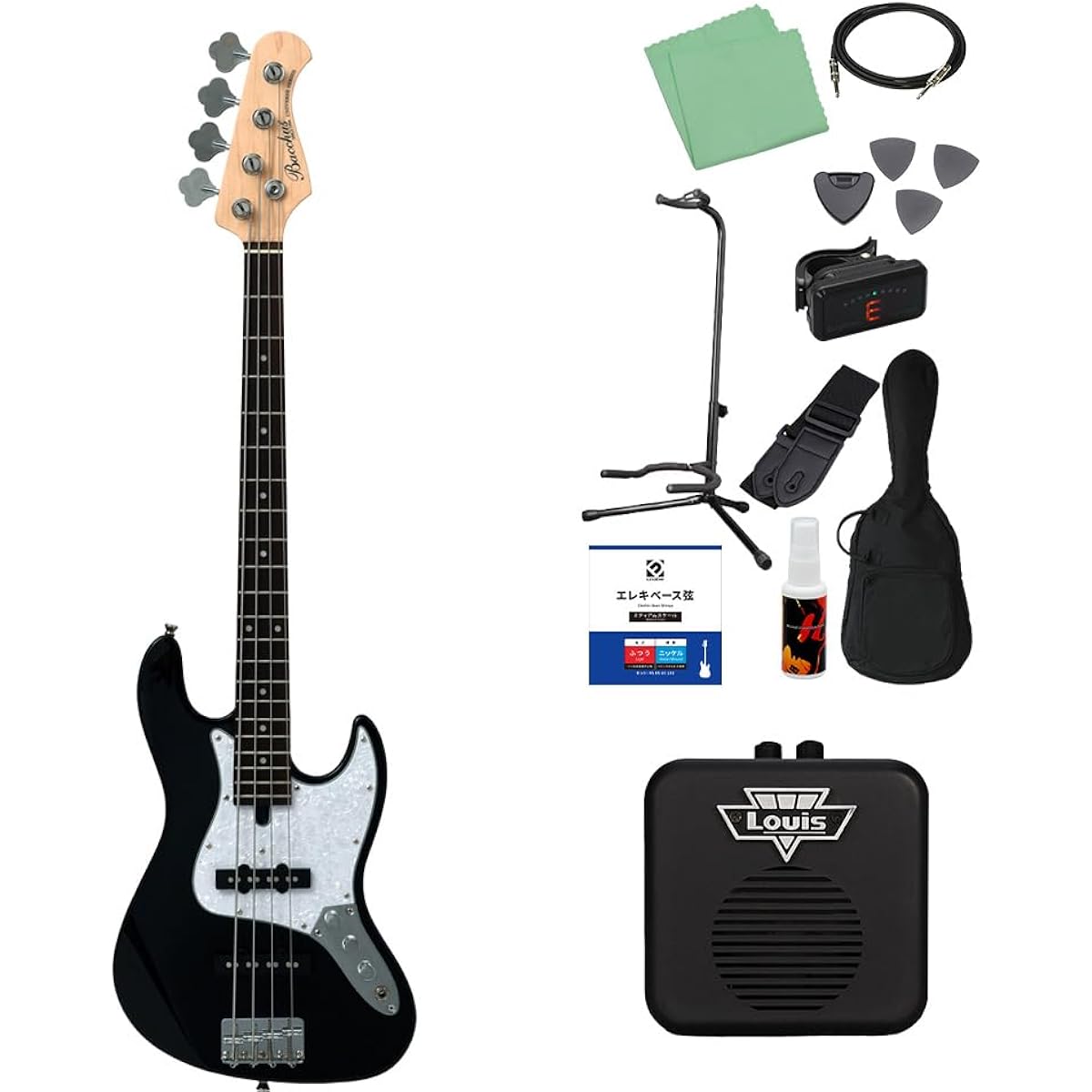 Bacchus WJB-Mini BLK Bass Beginner 12-piece set [with mini amp] Jazz bass type mini size Bacchus