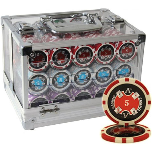 600 Piece ACE Casino Poker Chip Set Acrylic Case Custom Built MRC