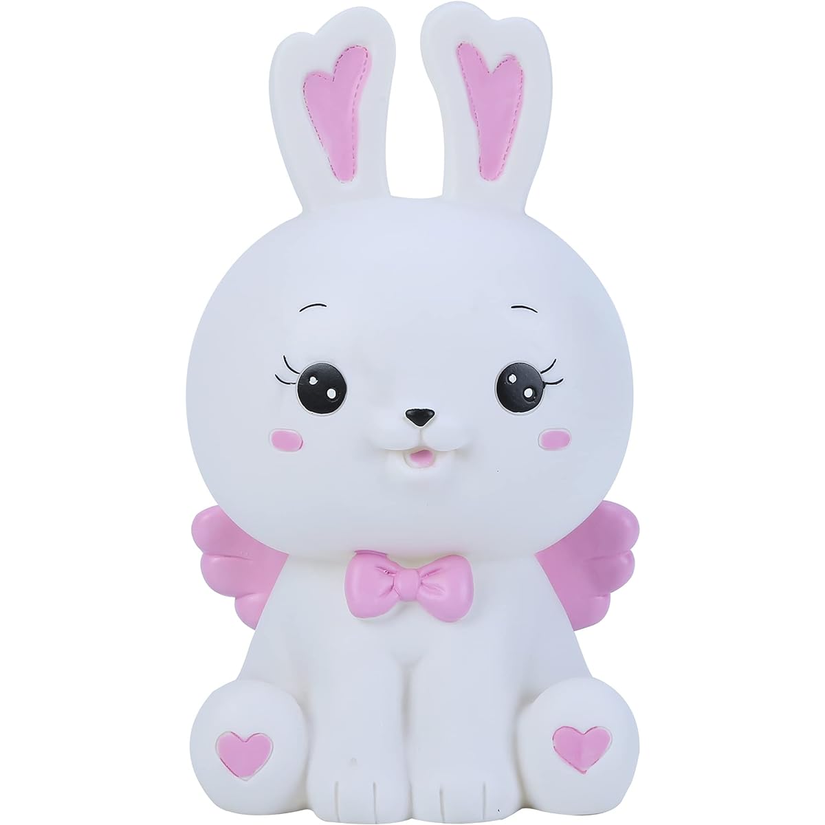 H&W Lovely Bunny Coin Piggy Bank, Shatterproof Rabbit Piggy Bank, Creative Money Bank, Holds 800 Coins, Bit Day Gift, White (WK21-D6)