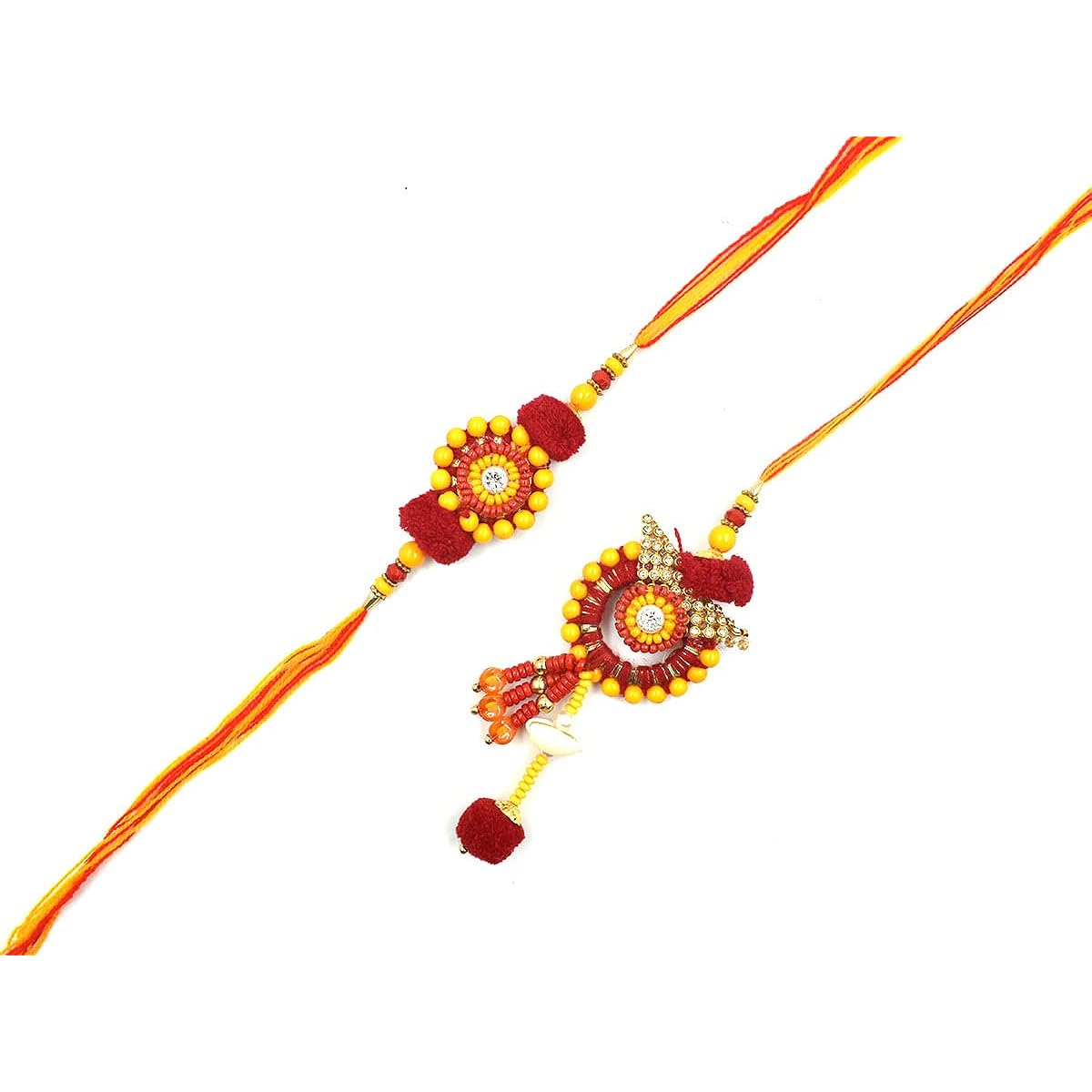 Raksha Bandhan Rakhi for Brother and Bhabhi with Greeting Card | Combo Pack Bhaiya Rakhi and Lumba for Bhabhi (Couple Rakhi-Lumbha-6)