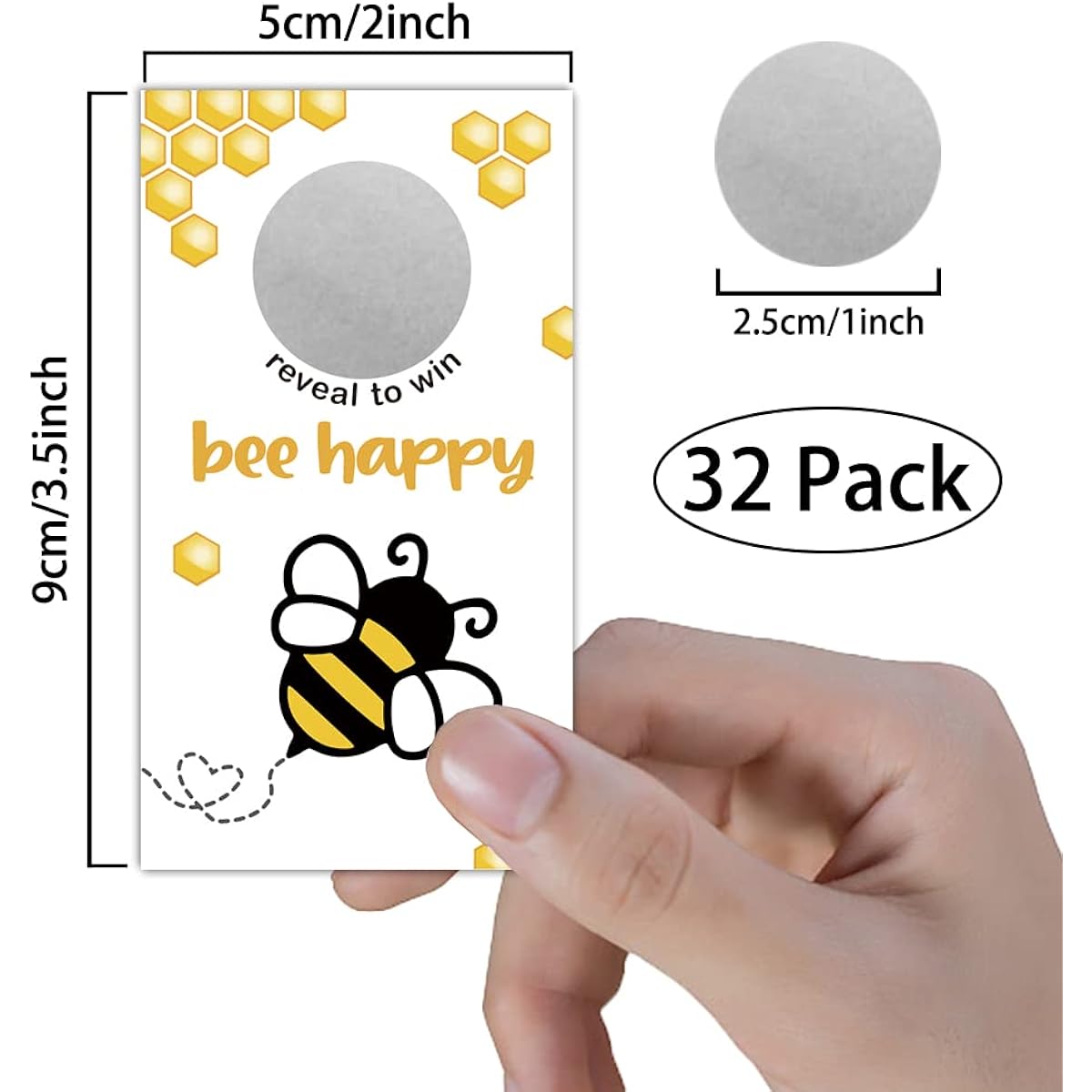 110REWIDPARTY Bee Theme Party Scratch Off Game Cards (32 Pieces) Baby Shower Games Festival Raffle Tickets Class Reunion Scratch Off Games Cards Christmas Family Holiday Games for Kids and Adults