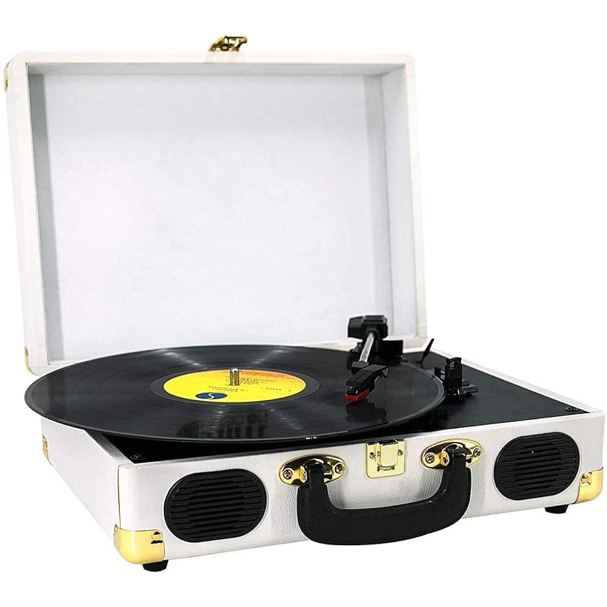 Record Player, ON Vinyl Turntable with 2 Built-in Speakers, 3 Speed Portable Vinyl LP Player, RCA Output, AUX Input, Headphone Jack Recorder
