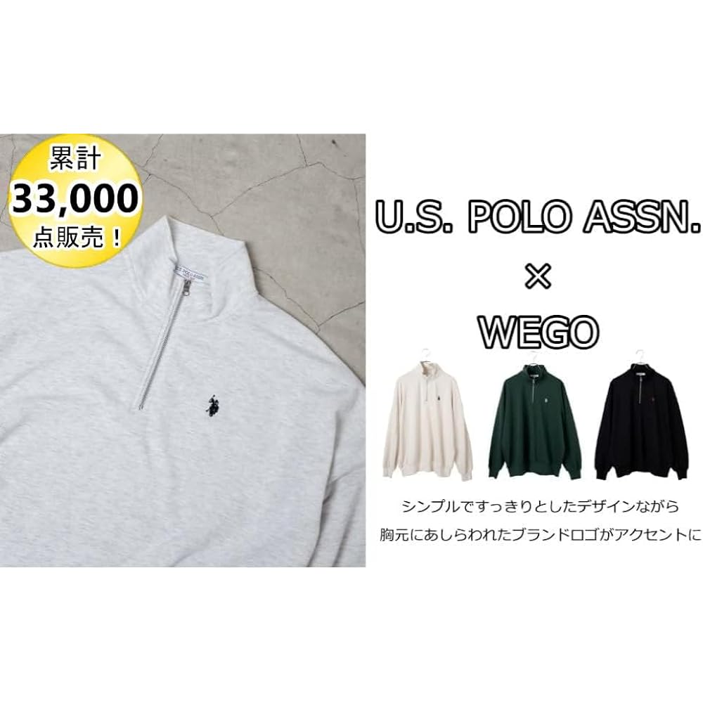 [WEGO] WEB Exclusive Custom Made U.S. POLO ASSN. Sweatshirt Men's Half Zip Sweat Sweater Knit Long Sleeve Clothes One Point Embroidery Plain Tops Korean Street Ladies Gift Present Spring Clothes Autumn Clothes Winter Clothes Spring Autumn Winter Men's
