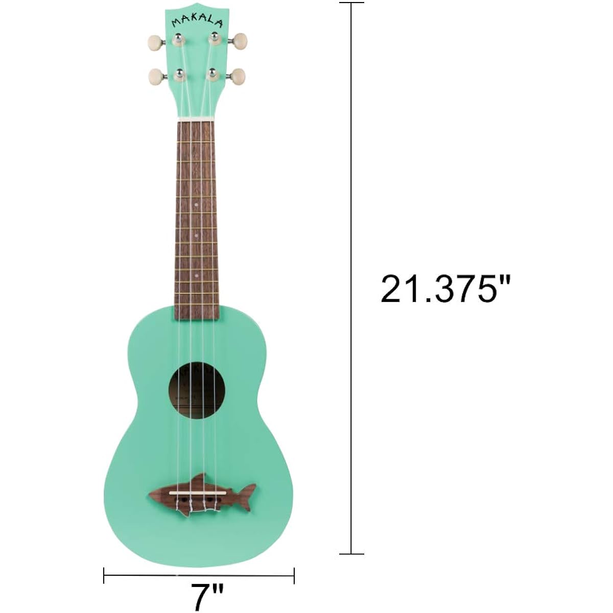 Kala Surf Green Soprano Shark Ukulele - MK-SS/GRN with Tuner and Lumin Trail Polishing Cloth