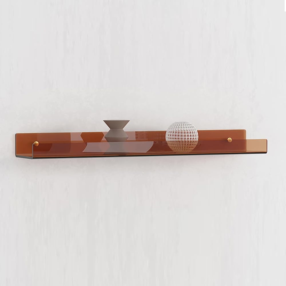 myoseya Wall Shelf, Wall Shelf, Decorative Shelf, Wallshelf, Easy to Install, Stylish, Interior, Minimalist, Brown, Length 60cm