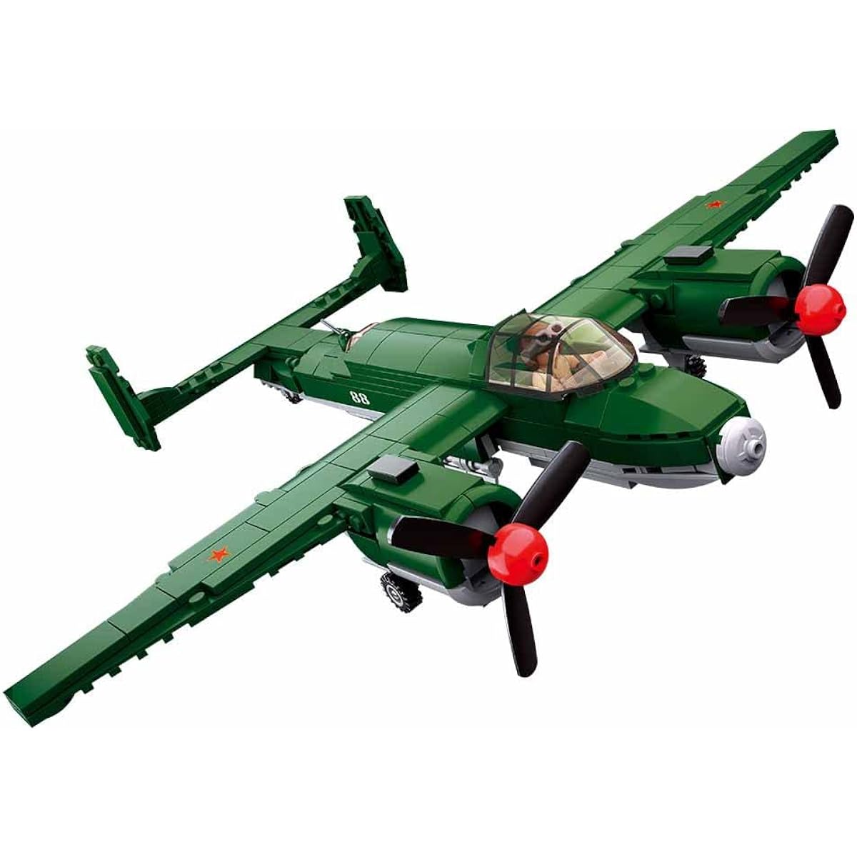 DAHONPA TU-2 Fighter Military Army Airplane Building Blocks Set with 1 Figure, 311 Pieces Air Force Building Blocks Toy Gift for Kids and Adults