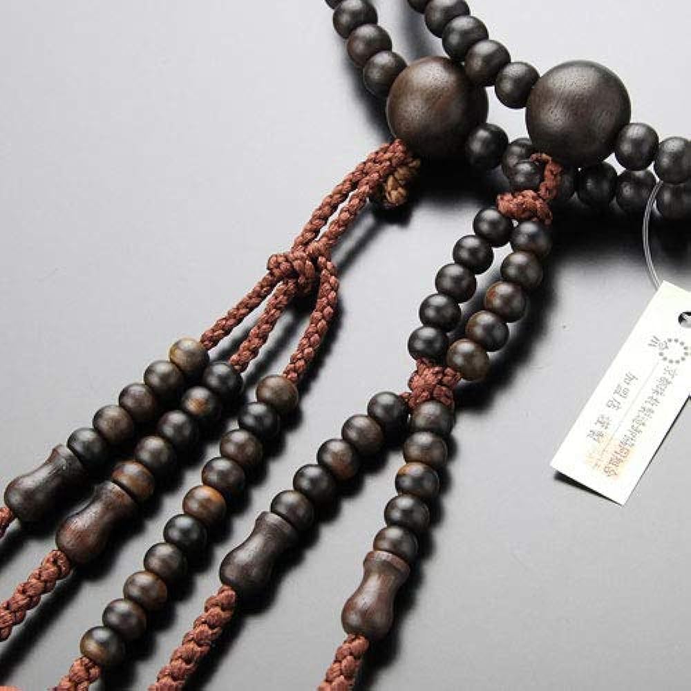 Nenju.com Nichiren Buddhist prayer beads, unisex, size, striped ebony (matte), Sanskrit tenbo [Kyoto prayer beads, 108 beads, Kyoto Lotus, natural wood, for men, women, memorial services, funerals, 2 wheels, 2 rows, 2000300400232] [Prayer bag gift! ]