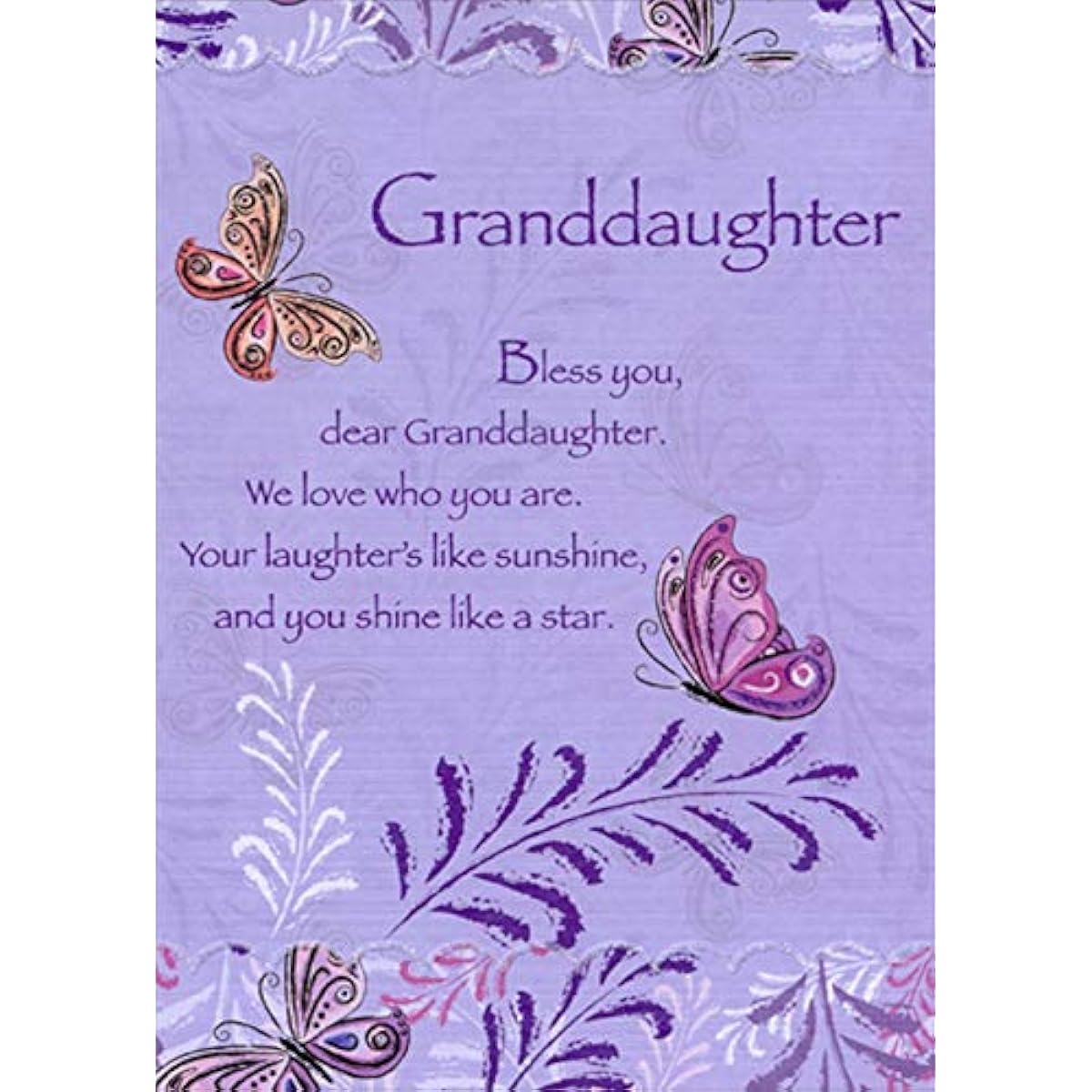 Designer Greetings Bless You Butterflies on Purple Religious Z-Fold Birthday Card for Granddaughter