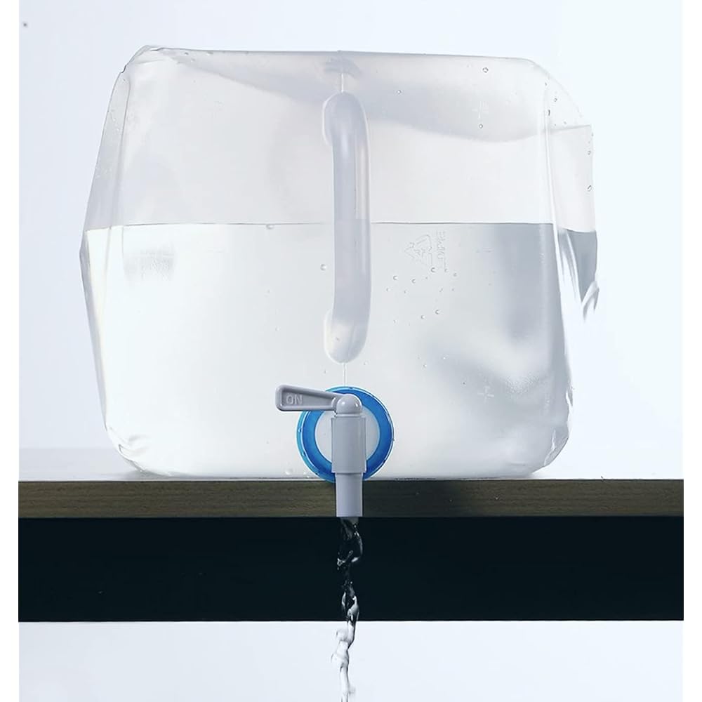 Happiest Water Tank 10L x 2 with Cock Poly Tank Foldable Compact Water Bag Tank Water Storage Water Supply Emergency Reserve Water Bag Emergency Disaster Prevention Disaster Outdoor (10L: Set of 2)