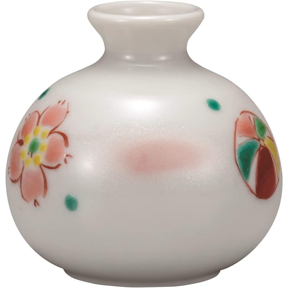 Kutani Ware Iwataya "Kutani Ware" Vase (No. 8) Red Fuji and Crane by Hiroki Furuta K7-1261 Diameter 11.8 x Height 25 cm