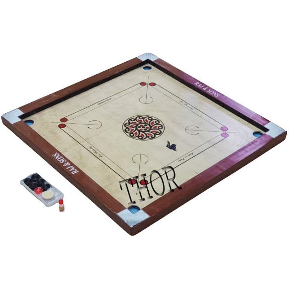 THORINSTRUMENTS Carrom Board Game Tournament Plywood with Coin & Striker International Carrom World Cup