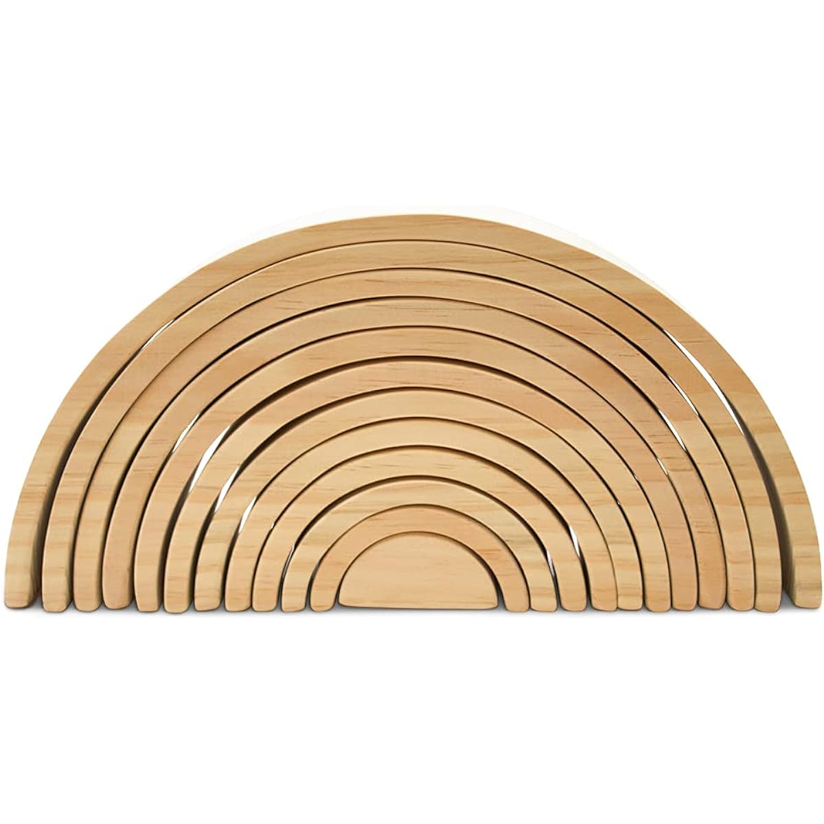 Woodpeckers Large Wooden Rainbow Stacker Arch Set of 12 Natural/Unfinished Stacking Rainbow