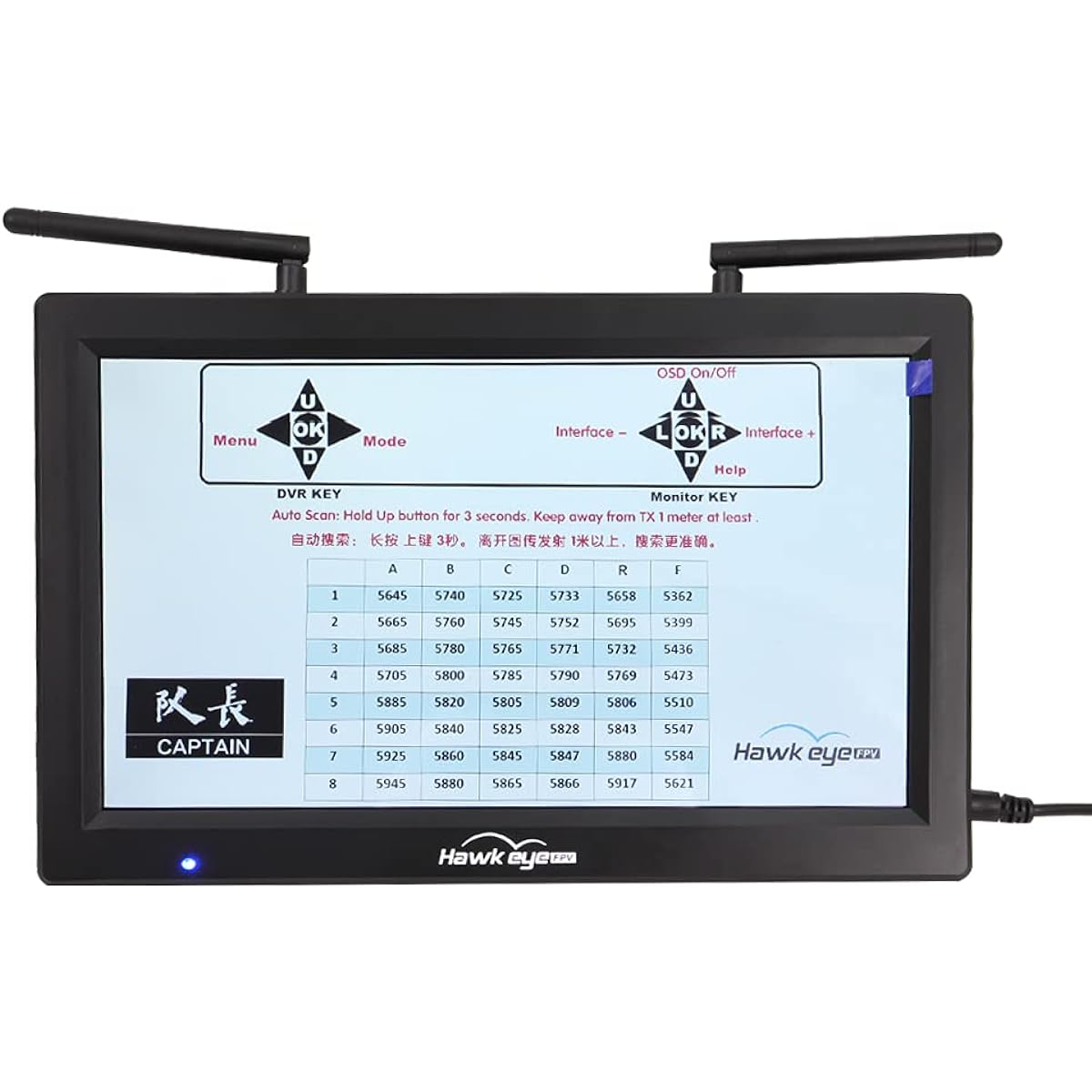 Hawkeye Captain FPV Monitor 10.2 inch 1280*720 Resolution Wireless FPV Aerial Photography Monitor 5.8G48CH with DVR Function 1000lux Dual Receiver HDMI Input
