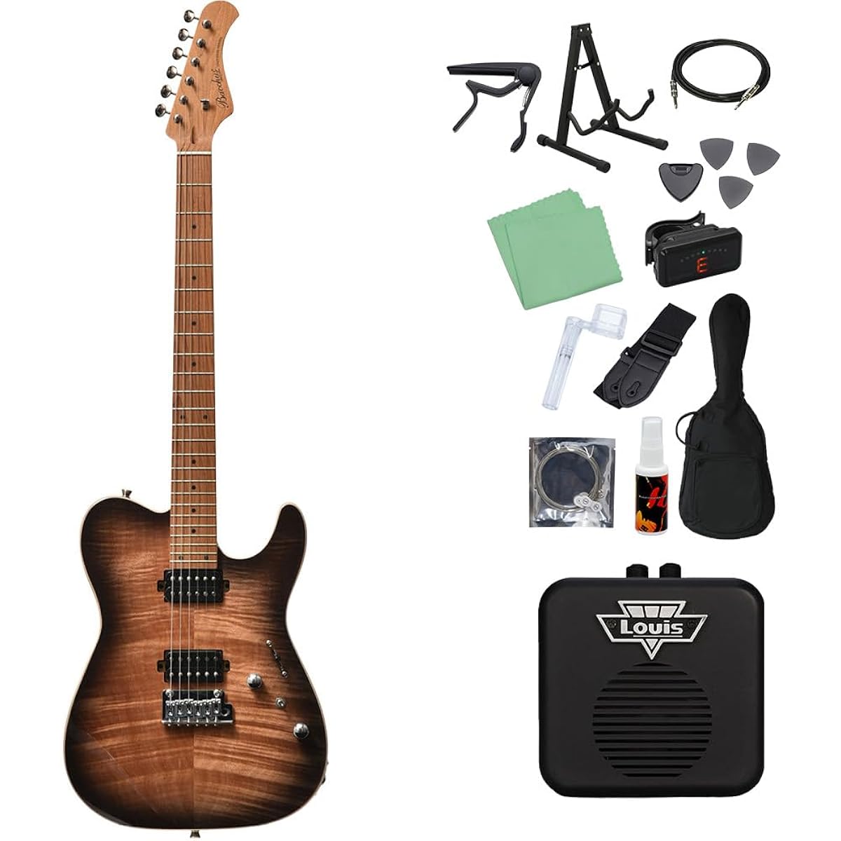 Bacchus TAC24 FMH-RSM/M N-BK-B Electric Guitar Beginner 14-piece Set [With Mini Amplifier] Telecaster Type Universe Series Bacchus