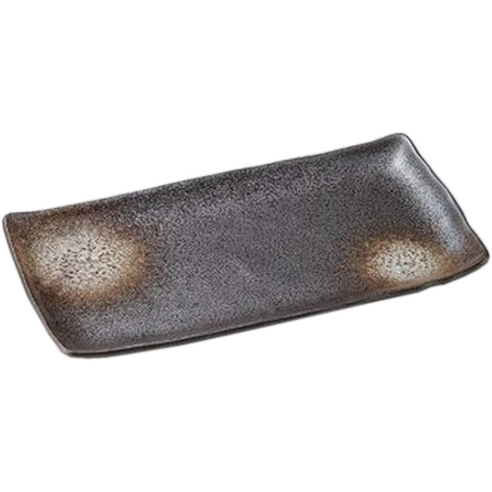 Set of 10 long square platters, black crystal hockey plates [34 x 17.7 x 2.5cm] [Restaurant, inn, Japanese tableware, restaurant, commercial use, tableware]