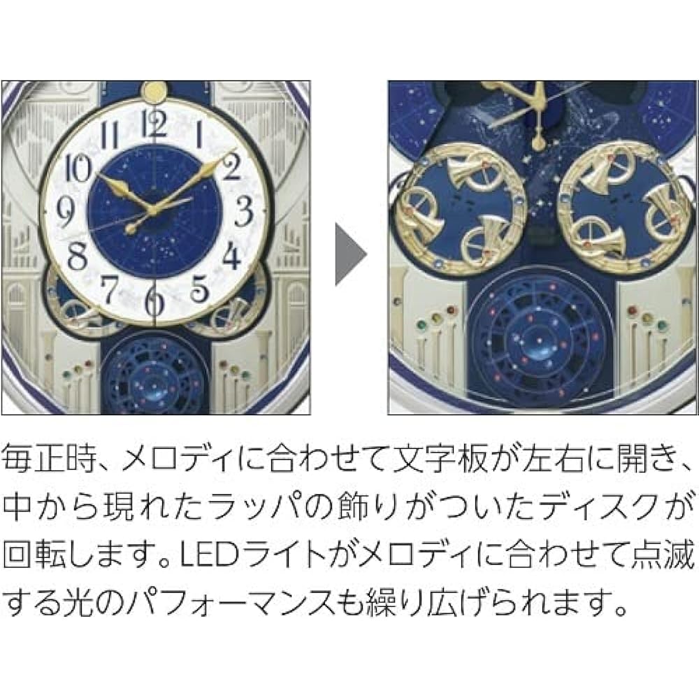 Seiko Clock Wall Clock Karakuri Clock Radio Clock Light Golden Pearl 464 x 400 x 90mm RE582G