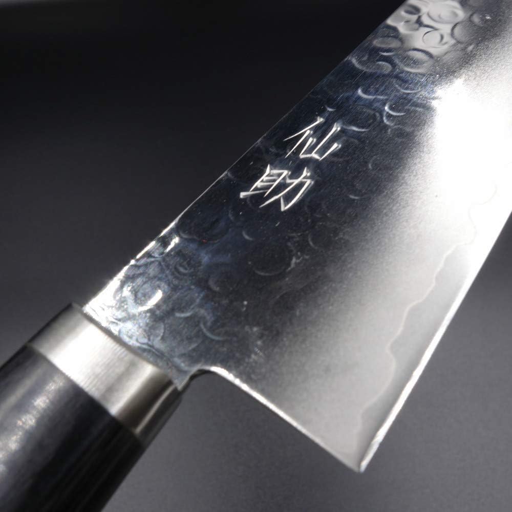Sensuke Knife VG1 Echizen Uchihamono 165mm Black Plywood Handle Hammer (Santoku Knife 165mm)