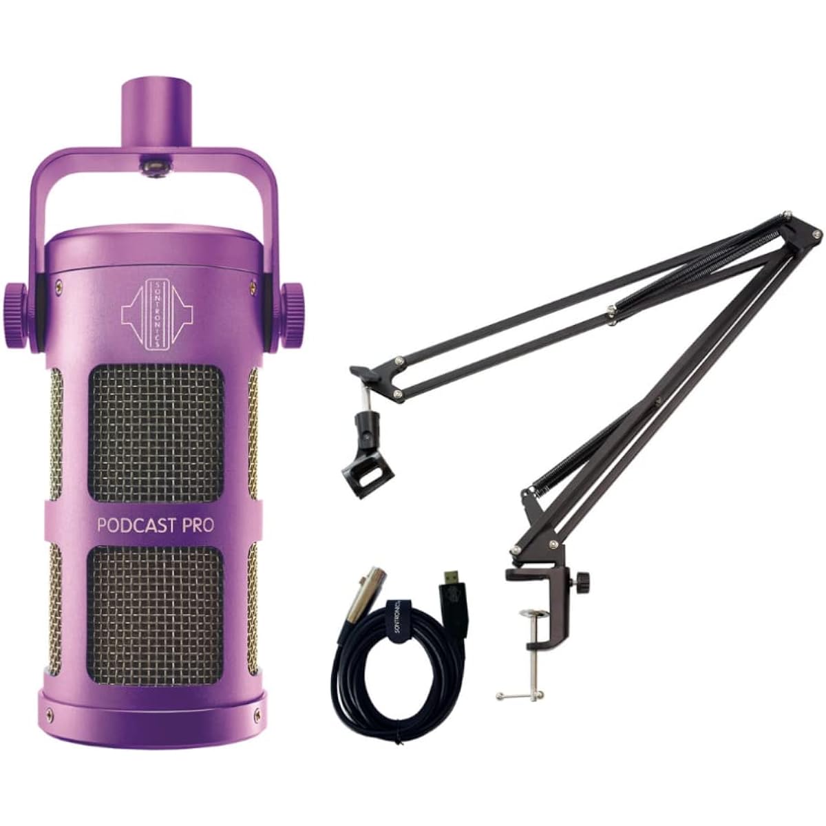 SONTRONICS Supercardioid Dynamic Microphone for Podcasts PODCAST PRO Stand Set PURPLE