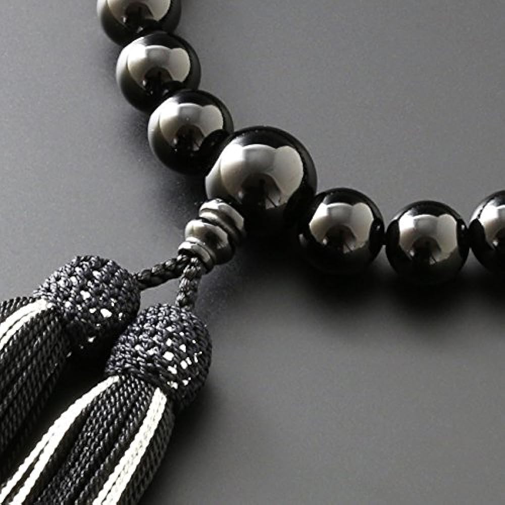 Kyoto Buddhist Altar Hayashi Prayer Beads for Men Pure Silk 2 Colors Head Tassel Black Onyx [Prayer Bag Set] M-039 Onyx Kyoto Prayer Beads Funeral Can be used by all sects