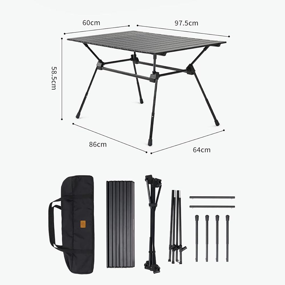 Naturehike 3-level height adjustable camping aluminum alloy table, foldable table, load capacity 30k, easy to assemble, lightweight, convenient to carry, camping, BBQ, telework, working from home