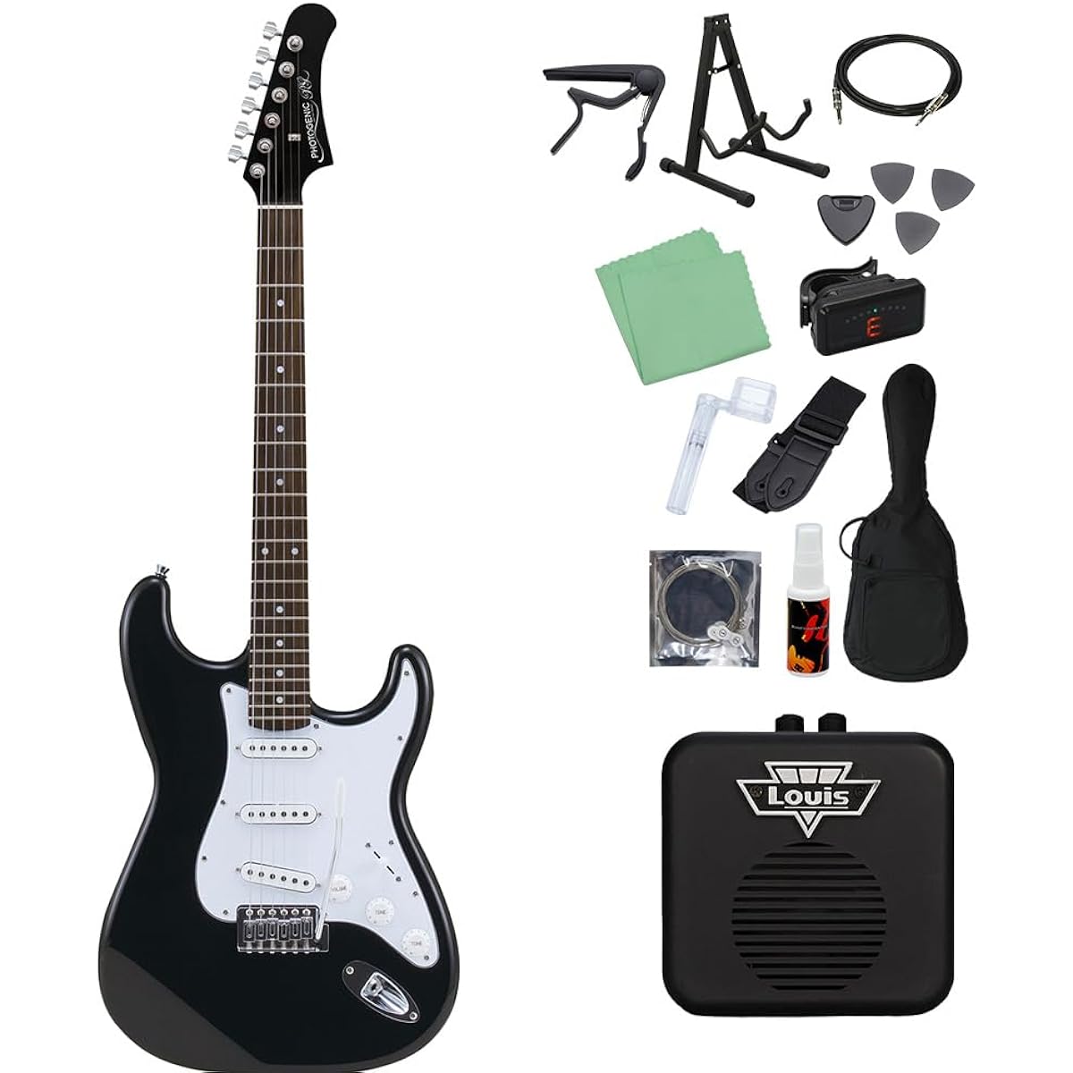 Photogenic ST-180 HBK Electric Guitar Beginner 14-piece Set [With Mini Amplifier] Stratocaster Type Photogenic