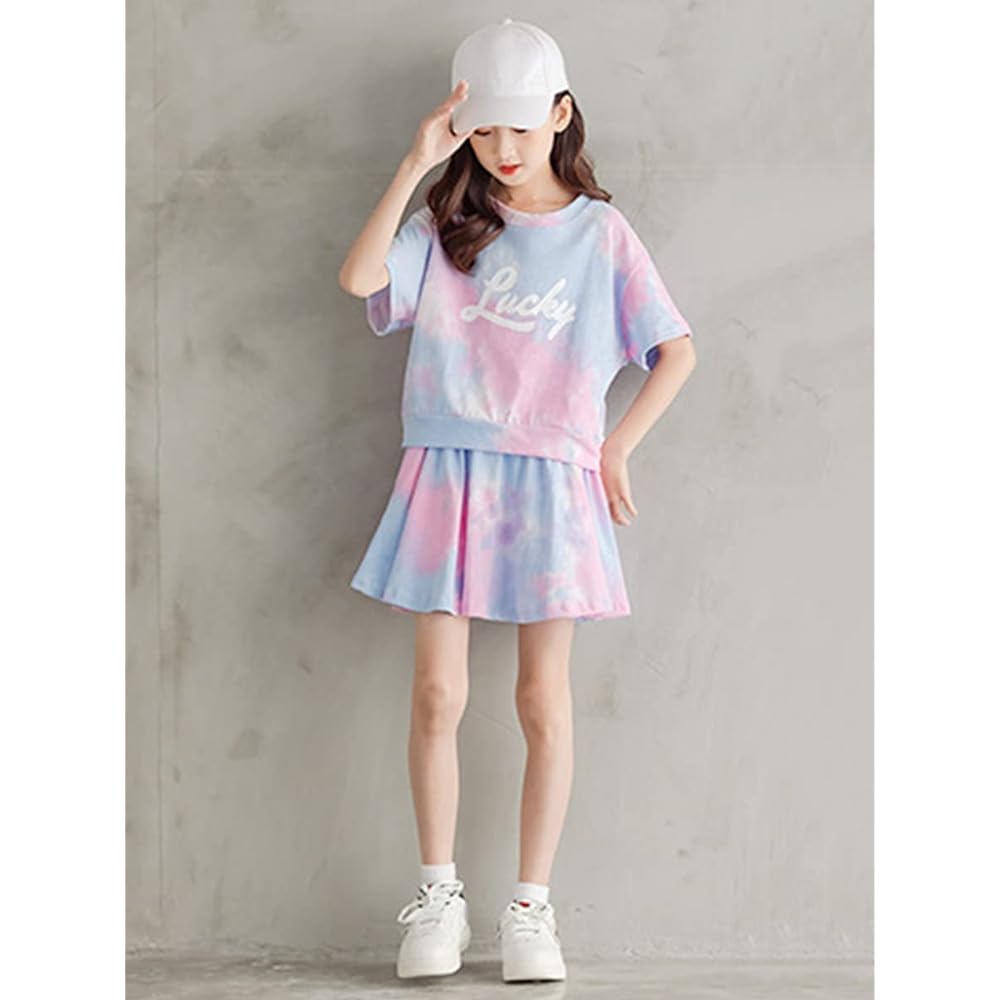 [YuWan] Children's Girls' Summer Clothes, Short Sleeve Tops, Shorts, Top and Bottom Set, Kids' Jersey, Setup, Girls, Elementary School Students, Dancewear, Korean, Stylish