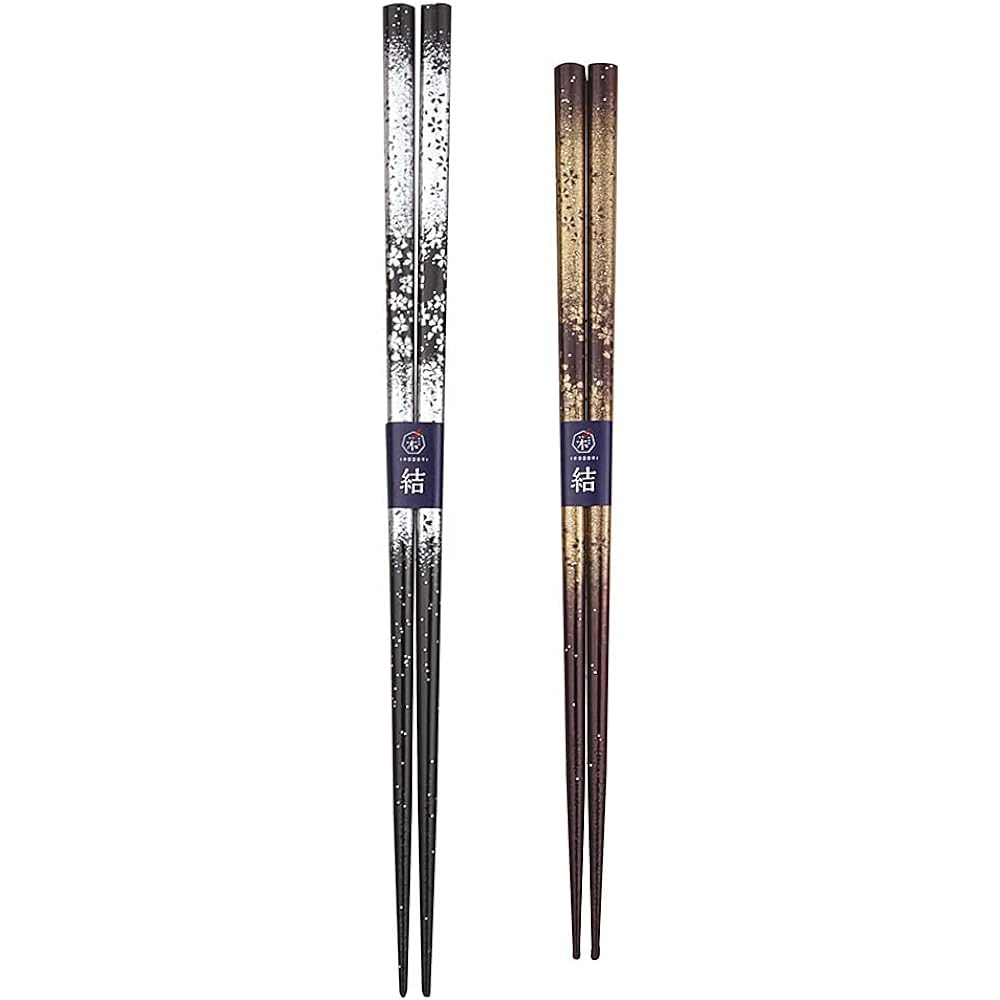 Couple chopsticks Asagiri black red with paulownia box and wrapping wedding gift wedding gift for the bride and groom [150]