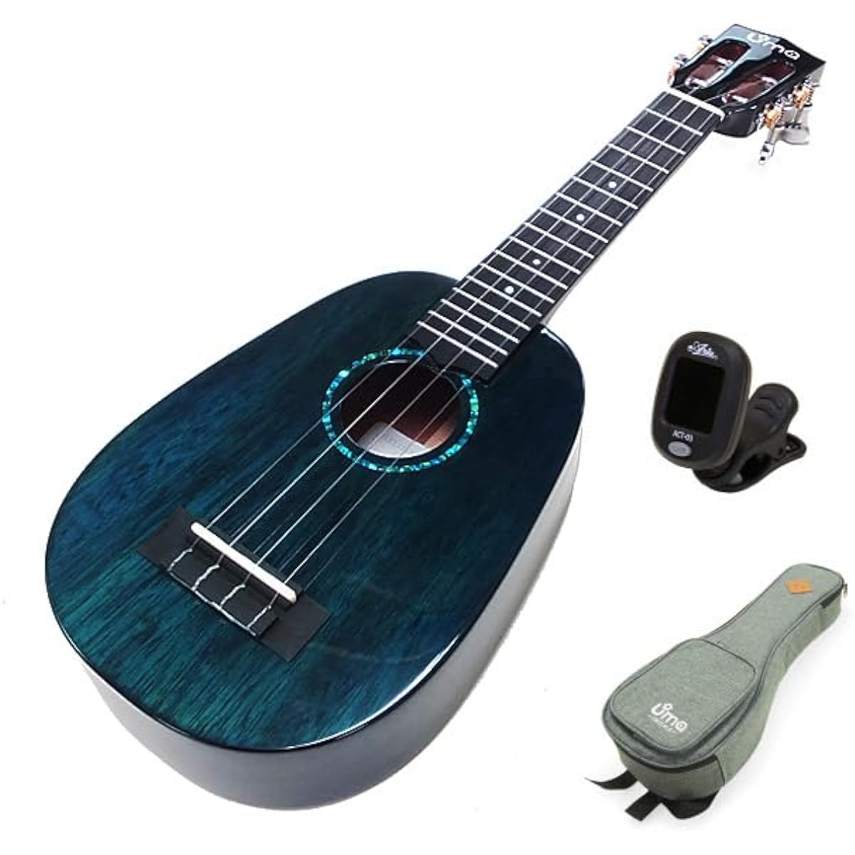 Uma Ukulele UK-20SSP BL Pineapple Soprano Tuner Included Mahogany All Solid TR Music String Height Adjusted (Taiwan Brand) (Sweet Tone) (u))