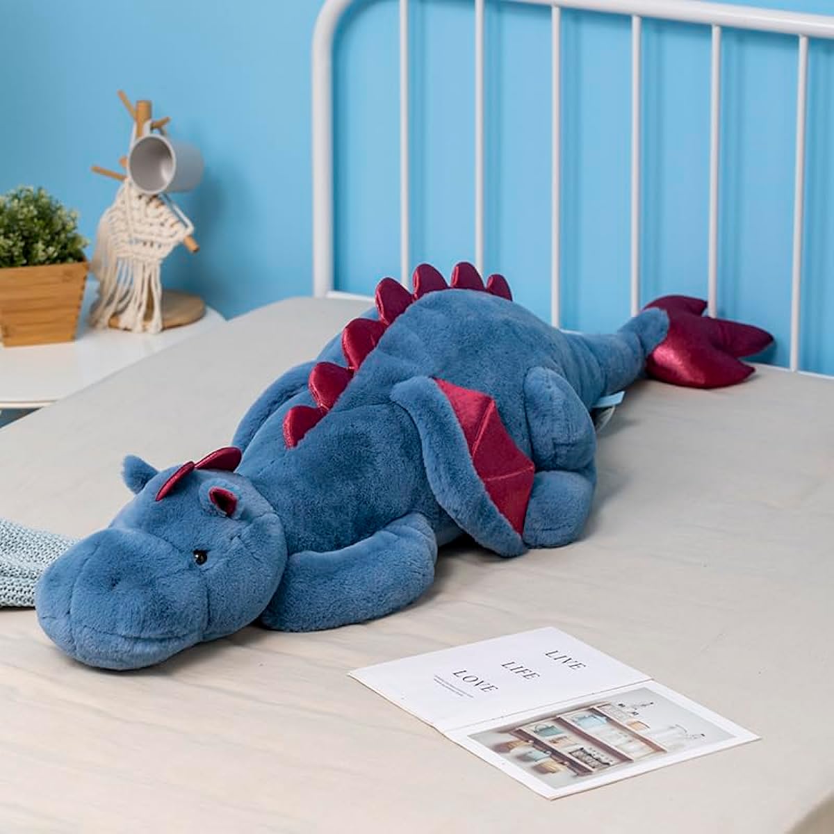 Ololele Dragon Plush Toy 35.4 Inch Medium Kids Pink White Green Blue Very Cute Stuffed Dragon