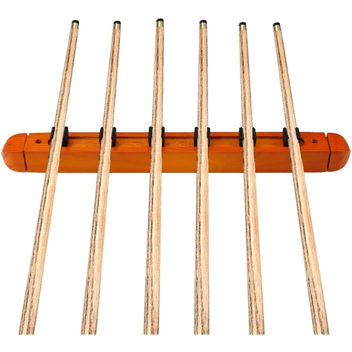 Moocy 2-Piece Billiard Pool Wall Mount Holds 6 Cue Sticks Solid Natural Wood Rack - Yellow