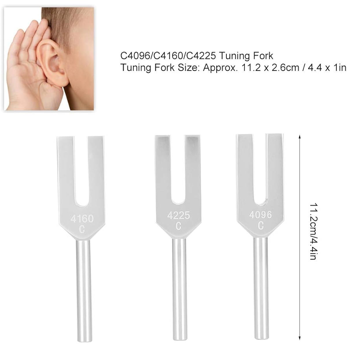 3-Piece Tuning Fork Set C4096 / C4160 / C4225 Aluminum Alloy Tuning Fork Sound Healing Therapy Tool Set with Storage Bag