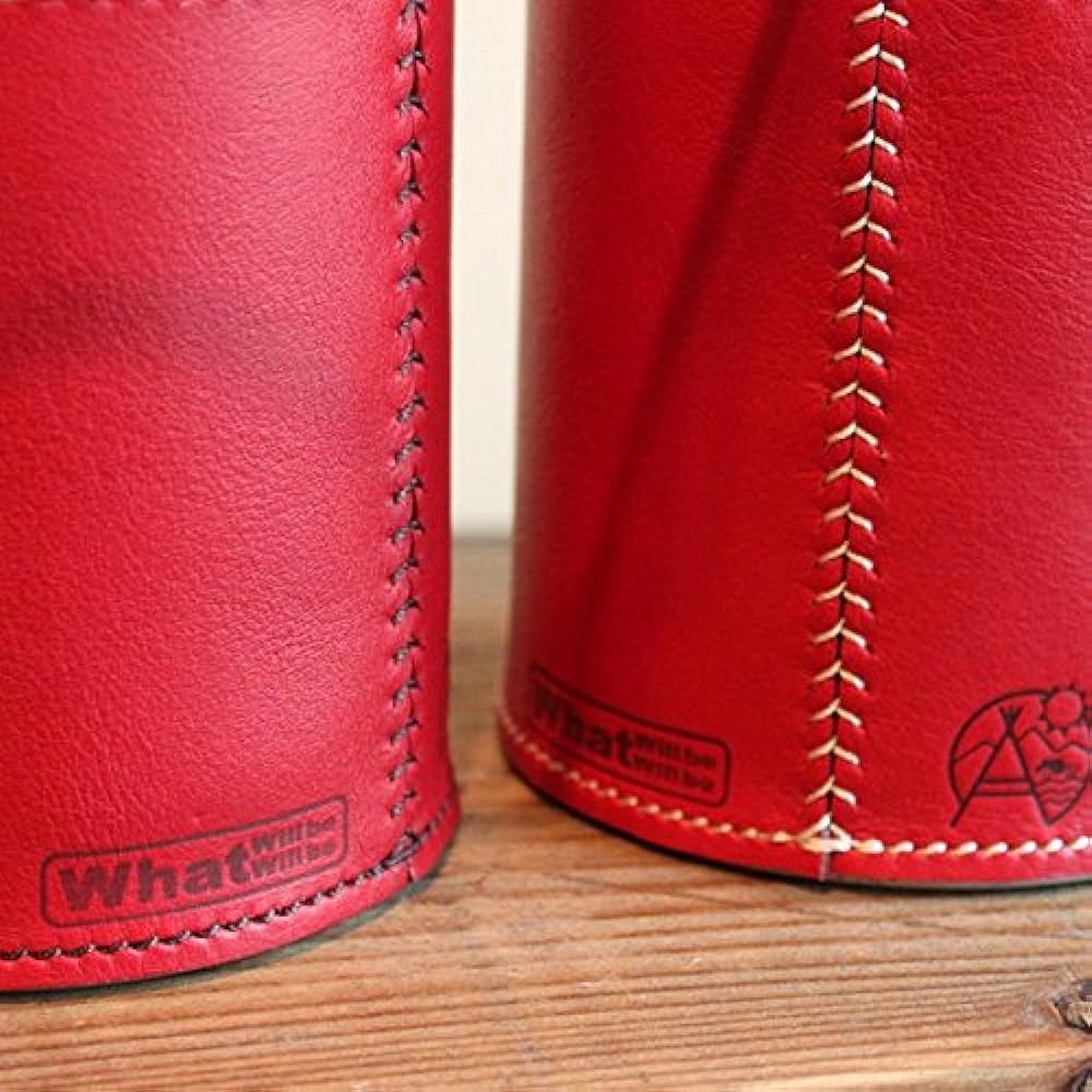 What will be will be & Greenfield Leather OD Can Gas Can Cover (Large: 470g/500g Size) Leather Color (Red) Stitching (Dark Brown) Handmade Leather Genuine Leather Outdoor Camping Goods