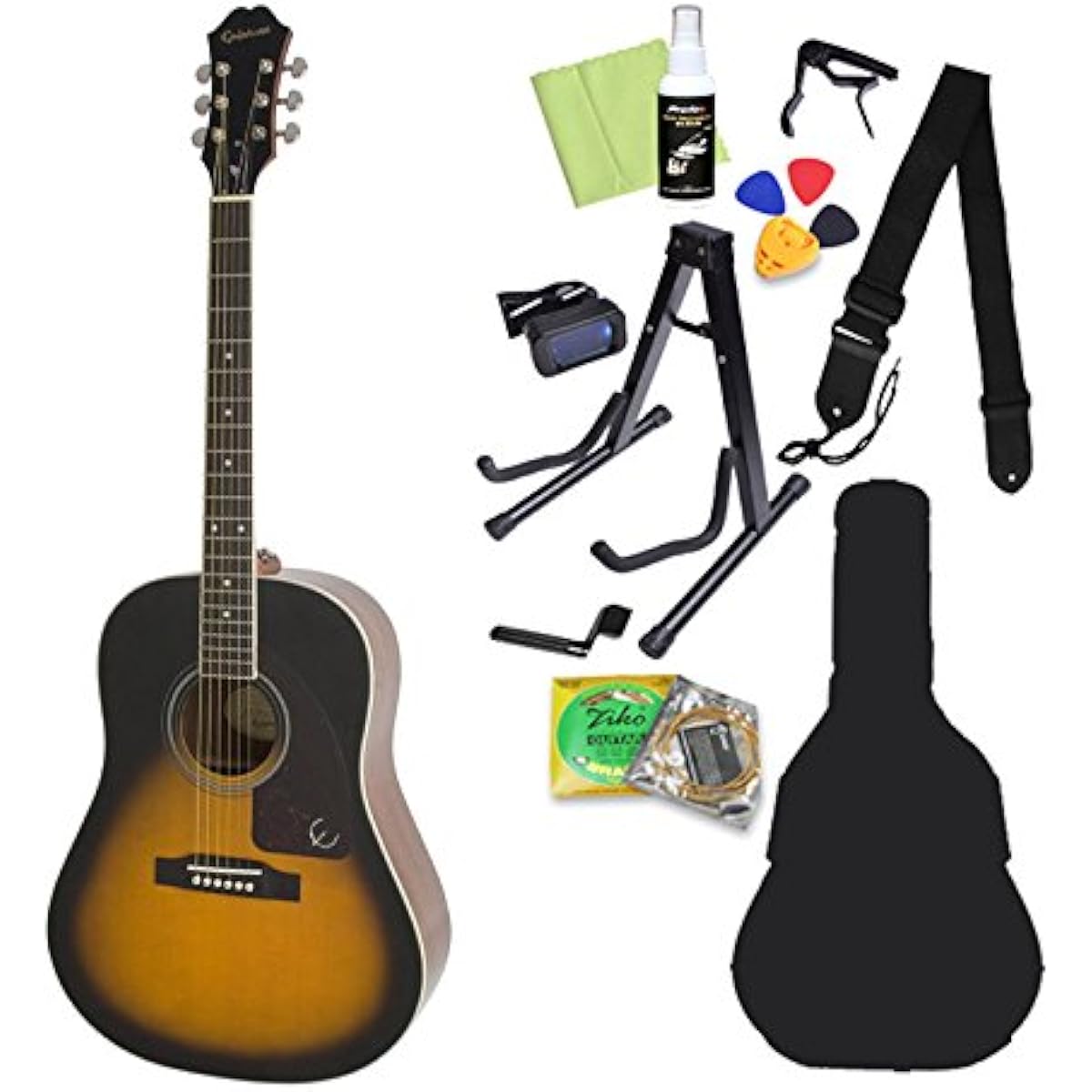 Epiphone J-45 Studio Vintage Sunburst Acoustic Guitar Beginner 12-Piece Set [Folk Guitar] Solid Top Epiphone