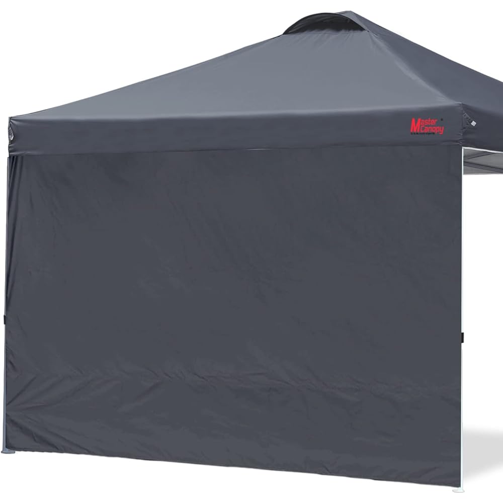 MASTERCANOPY One Touch Tarp Tent Side Sheet Set 2M/2.5M/3M 3 Level Adjustment Steel Frame Air Ventilation Water Resistant UV Protection Sunshade Sunshade Commercial Outdoor Use (Caster Bag Peg Rope Weight Bag Included) (3M, Deep Gray )