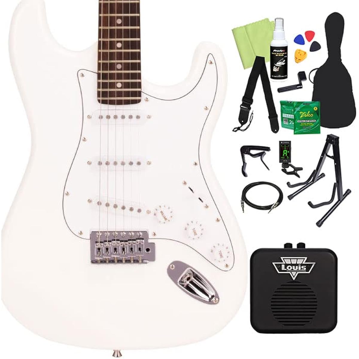 SX ED1 Electric Guitar Beginner 14-piece Set [With Mini Amp] WH Stratocaster Type SX