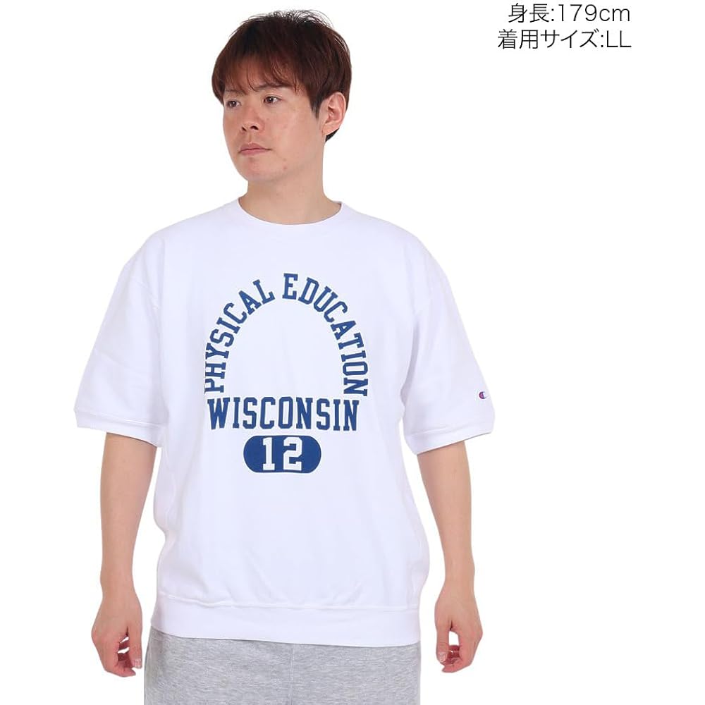 [Champion] Sweatshirt Short Sleeve Round Neck 10oz Fleece Relaxed Fit Oversized Graphic Print Half Sleeve Sweatshirt Reverse Weave(R) C3-X012 Men's