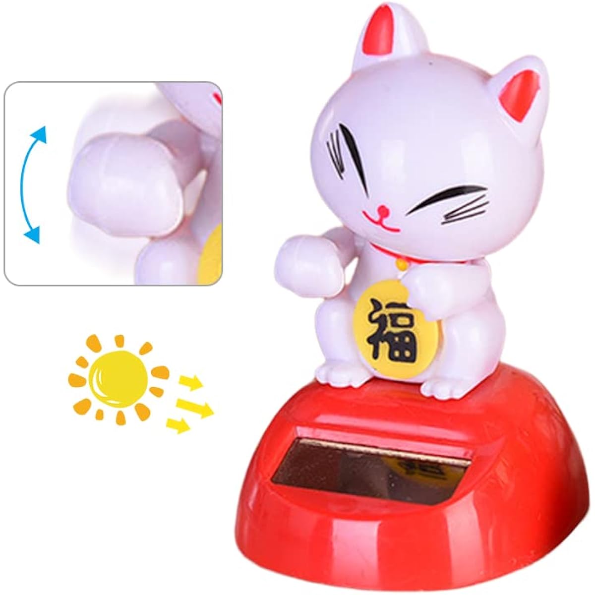 Lucky Cat Car Dashboard Swinging Head Decoration Pumpkin Cat Swinging Ornament Solar Power Dancing Toy Car Interior Doll Ornament Dancer Figure Swinging Ornament Car Office Desk Home Decoration