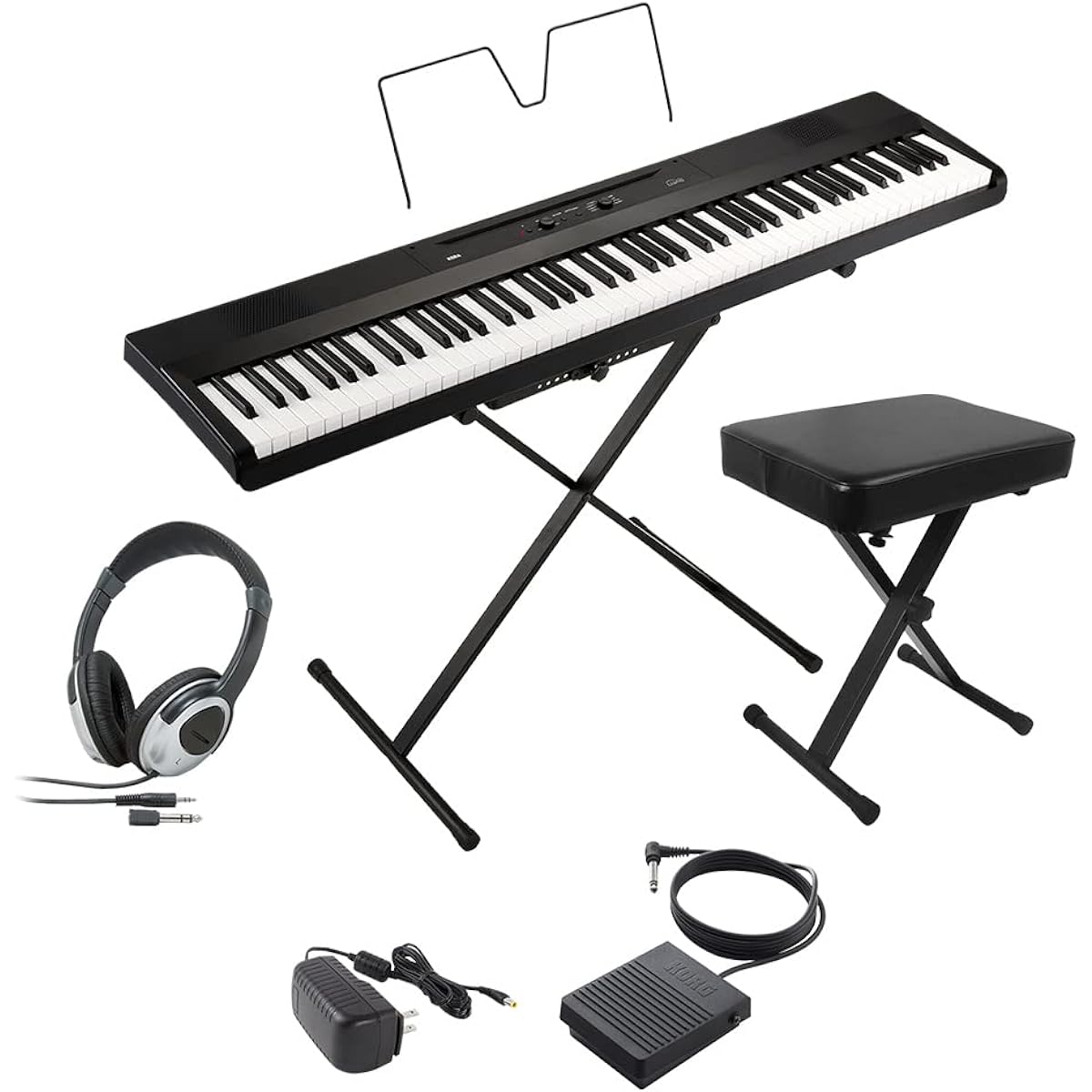 KORG L1SP BK Black Keyboard Electronic Piano 88 Keys Headphones and X-Chair Set KORG
