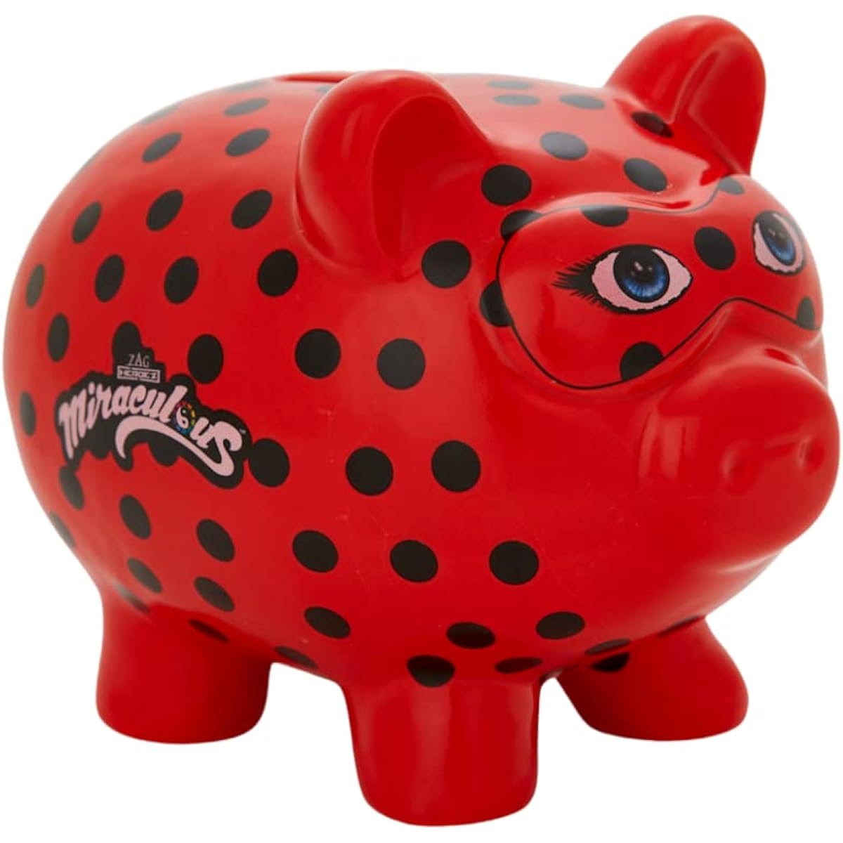 Miraculous Ladybug Piggy Bank for Girls – Ceramic Coin Bank for Kids, Red