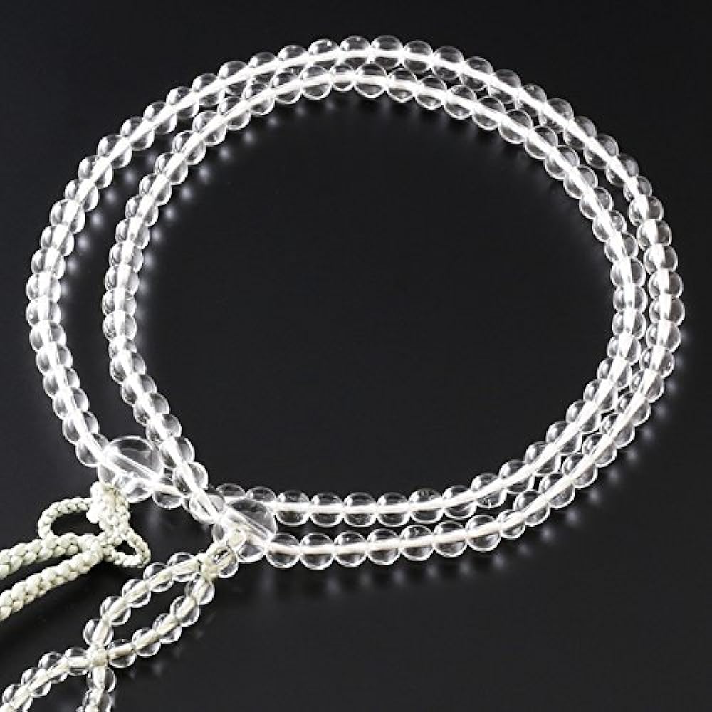 Kyoto Buddhist Altar Hayashi Prayer Beads Jodo Shinshu Eight Size Genuine Crystal Two Colored Bunches (Hiwa White) (For Women) Formal Official [Bead Bag Set] SW-074 Kyoto Prayer Beads