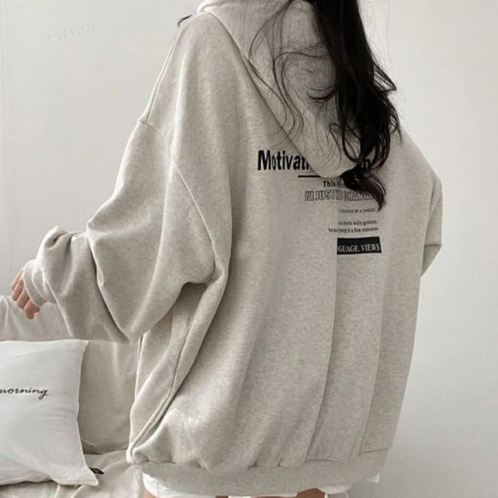 [MIRA MARIV] Made in Korea and directly imported from Korea Motivation Print Oversized Hoodie Hoodie Women's