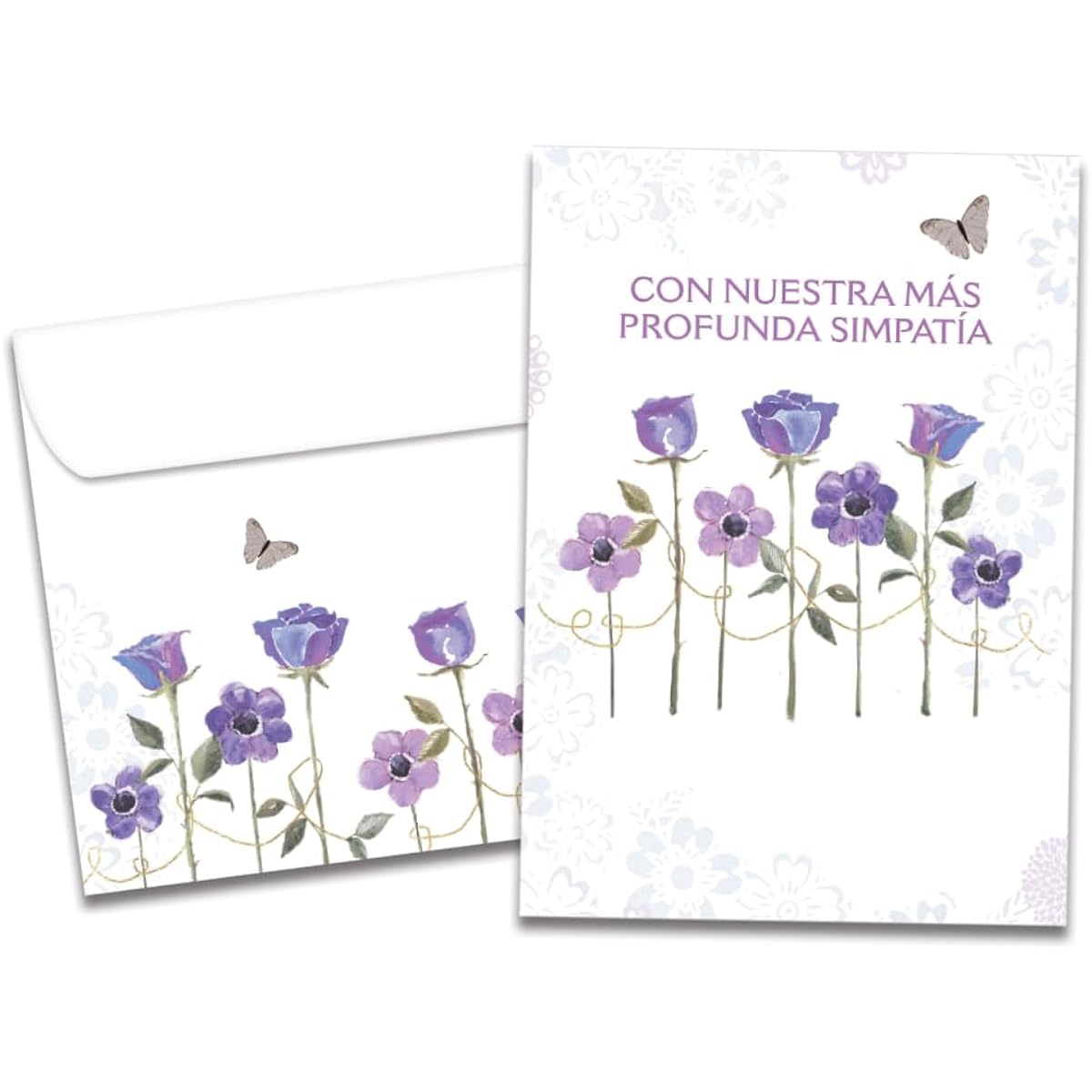Tree-Free Greetings - Spanish Sympathy Card - Artistic Design - 1 Card + Matching Envelope - Made in the USA - 100% Recycled Paper - 5"x7" - Sympatia Flowers (GO64632)